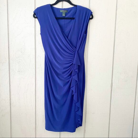 Lauren Ralph Lauren Dresses & Skirts - Ralph Lauren Blue Wrap V Neck Modest Dress